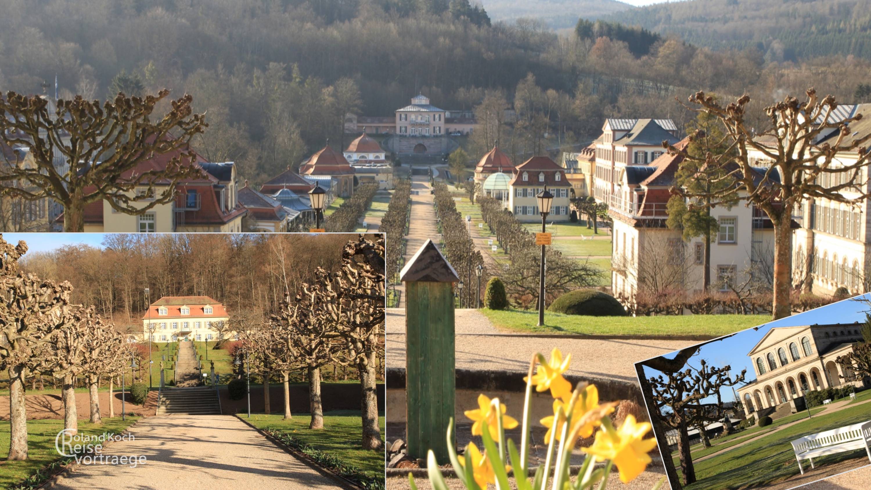 Rhön, Bad Brückenau, Staatsbad, Königlicher Blick auf den Kurpark im AprilDesktopbild, Wallpaper, Hintergrundbild